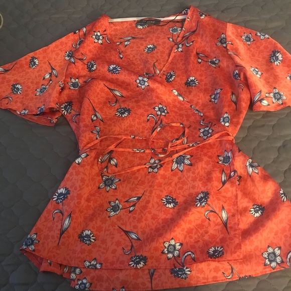 Satin Crepe Wrap Top NWT Satin Crepe Wrap Top NWT